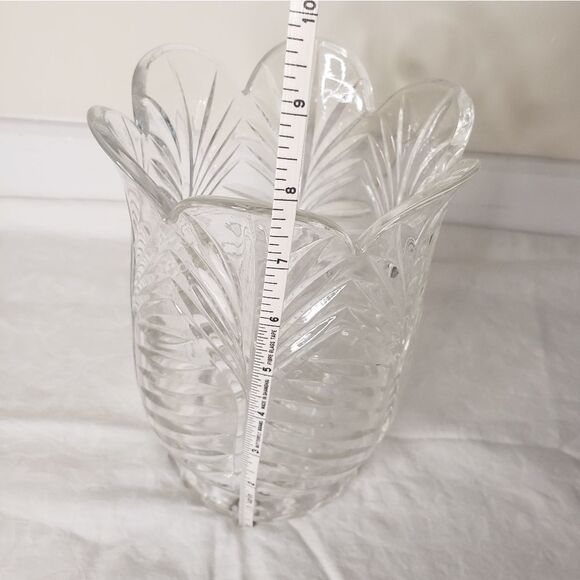 Vintage Birks 70/80s crystal palm frond vase - Picture 5 of 6